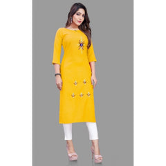 Generic Women's Cotton Slub Straight Kurti (Yellow)