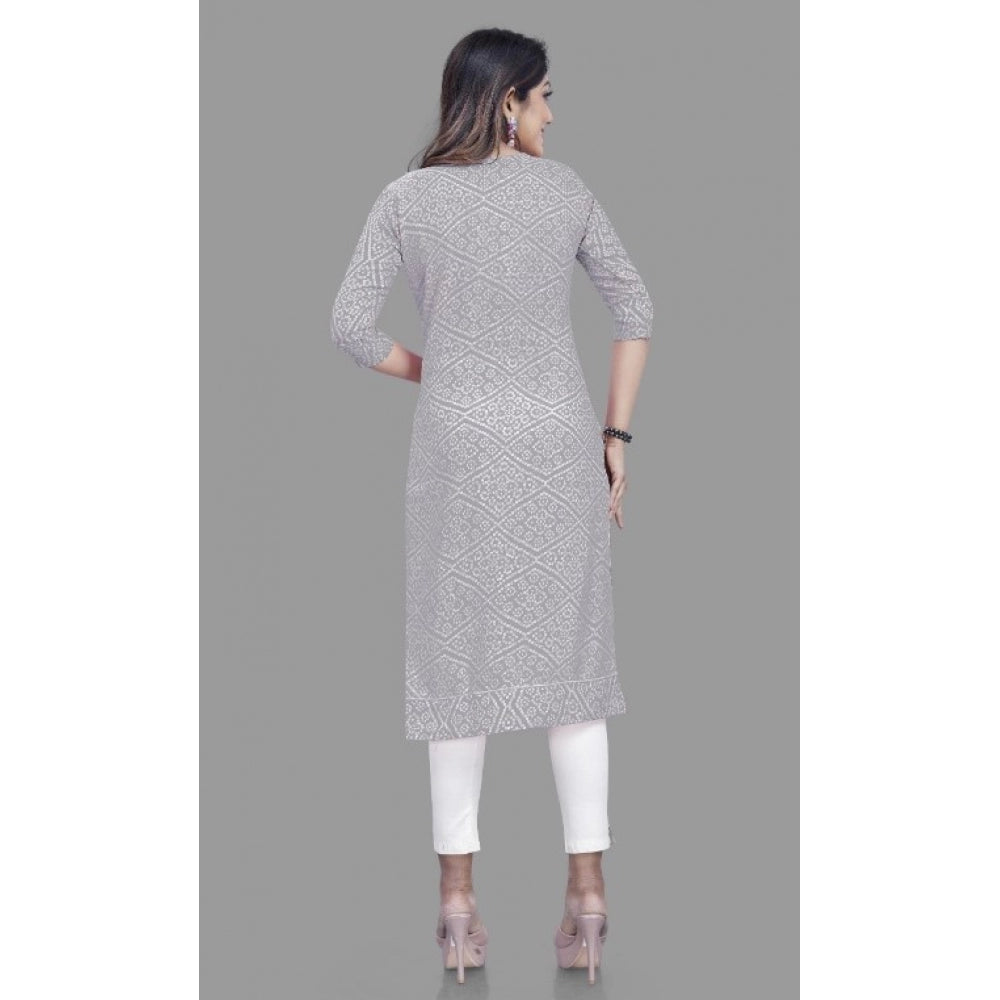 Generic Women's Cotton Straight Kurti (Grey)