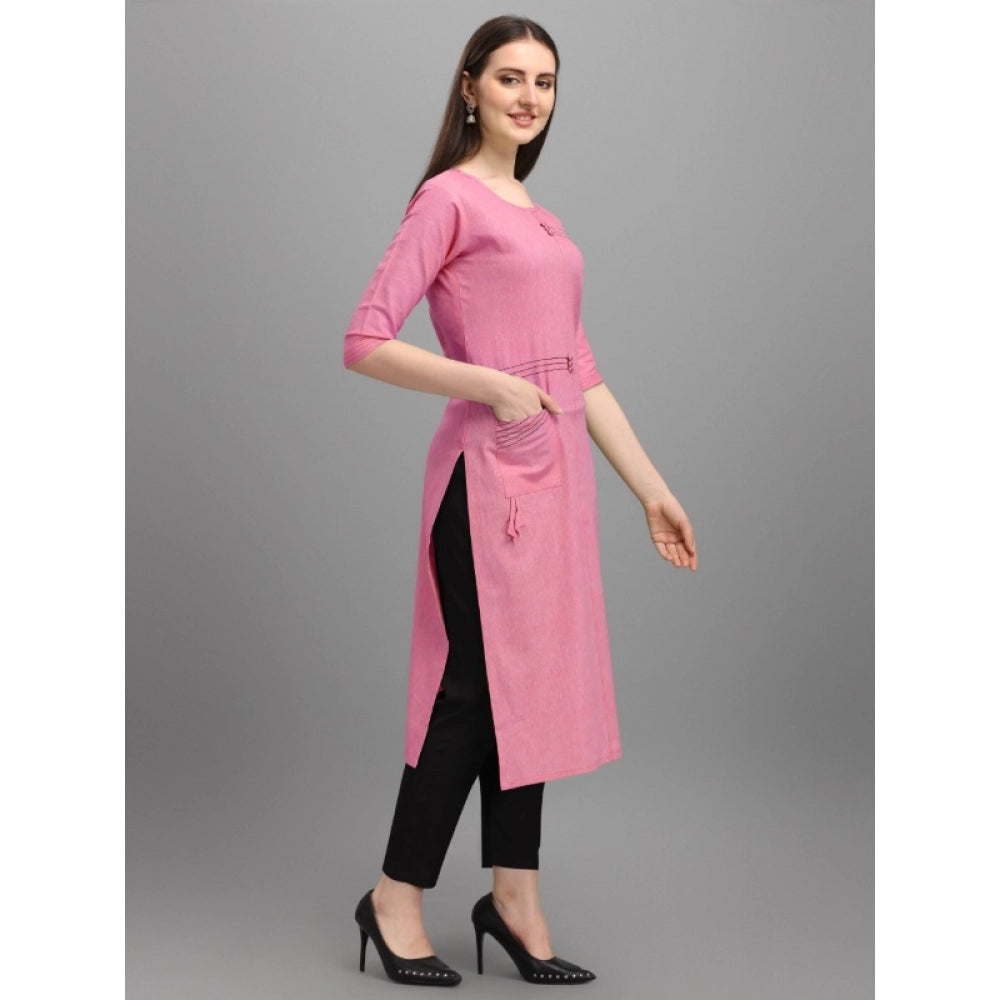 Generisches gerades Kurti aus Baumwolle für Damen (Pink)