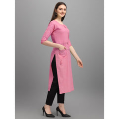 Generic Women's Cotton Straight Kurti (Pink)