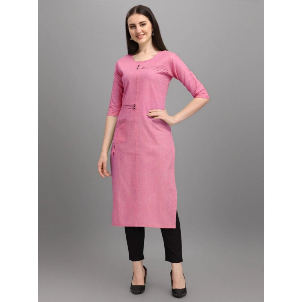 Generisches gerades Kurti aus Baumwolle für Damen (Pink)