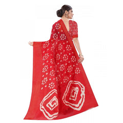 Generischer Damen-Sari aus Baumwolle und Seide mit Bluse (Rot, 5–6 m)