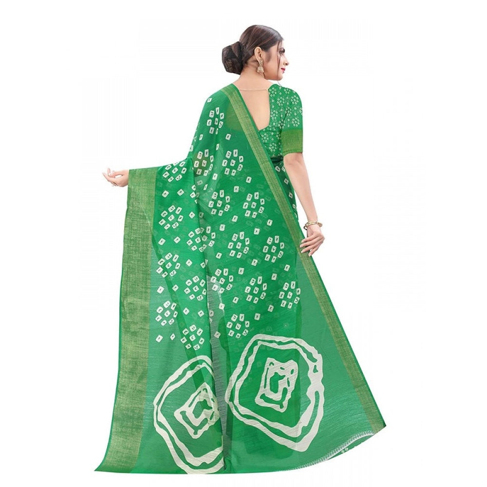 Generic Women's Cotton Silk Saree With Blouse (Light Green, 5-6mtrs)