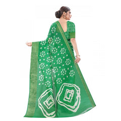 Generic Women's Cotton Silk Saree With Blouse (Light Green, 5-6mtrs)