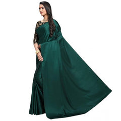 Generic Women's Satin Saree With Blouse (Green, 5-6mtrs)