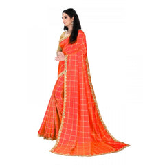 Generic Women's Sana Silk Saree With Blouse (Orange, 5-6mtrs)