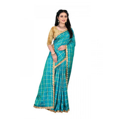 Generic Women's Sana Silk Saree With Blouse (Sky Blue, 5-6mtrs)