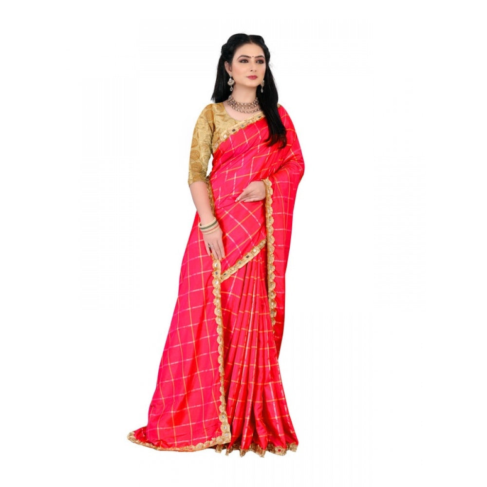 Generic Women's Sana Silk Saree With Blouse (Red, 5-6mtrs)