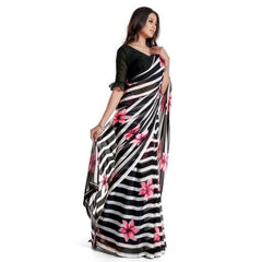 Generic Women's Georgette Saree With Blouse (Pink, 5-6mtrs)