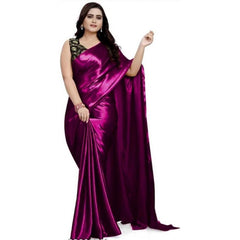 Generic Women's Satin Saree With Blouse (Jambun, 5-6mtrs)