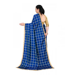 Generic Women's Sana Silk Saree With Blouse (Royal Blue, 5-6mtrs)