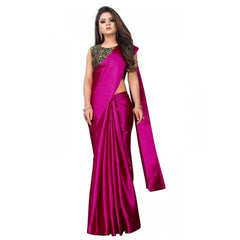 Generic Women's Satin Saree With Blouse (Rani, 5-6mtrs)