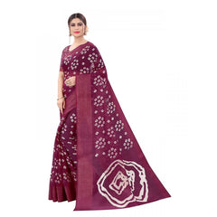 Generic Women's Cotton Silk Saree With Blouse (Purple, 5-6mtrs)