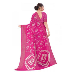 Generischer Damen-Sari aus Baumwolle und Seide mit Bluse (Rosa, 5–6 m)