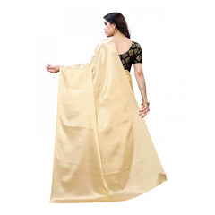 Generic Women's Satin Saree With Blouse (Chiku, 5-6mtrs)