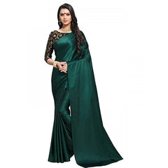 Generic Women's Satin Saree With Blouse (Green, 5-6mtrs)