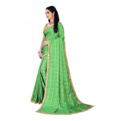 Generic Women's Sana Silk Saree With Blouse (Green, 5-6mtrs)