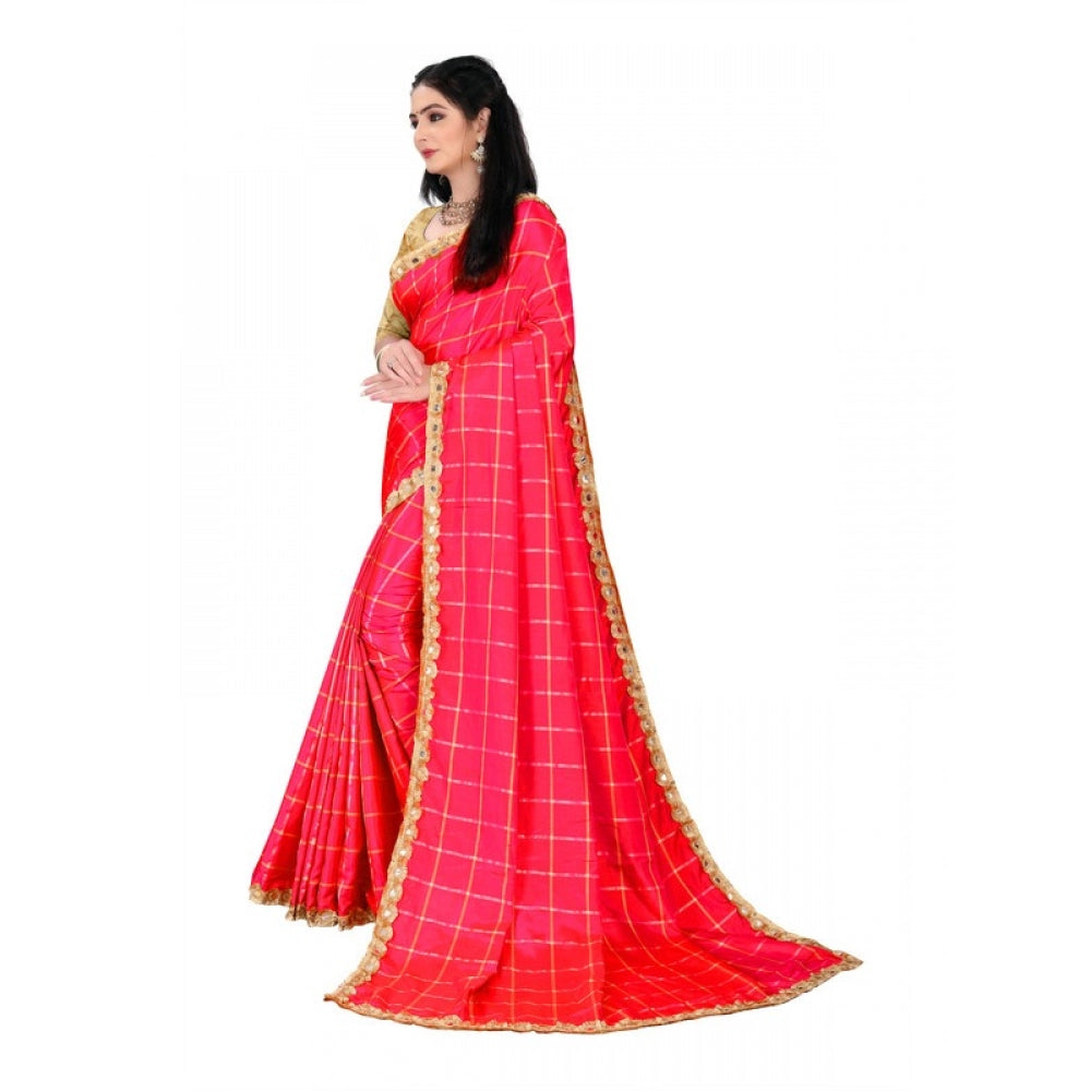 Generic Women's Sana Silk Saree With Blouse (Red, 5-6mtrs)