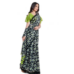 Generic Women's Georgette Saree With Blouse (Green, 5-6mtrs)