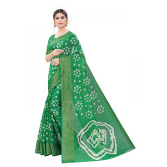 Generic Women's Cotton Silk Saree With Blouse (Light Green, 5-6mtrs)