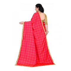 Generic Women's Sana Silk Saree With Blouse (Red, 5-6mtrs)