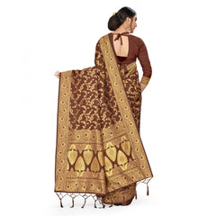 Generic Women's Banarasi Silk Saree With Blouse (Coffee, 5-6Mtrs)