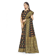 Generic Women's Banarasi Silk Saree With Blouse (Black, 5-6Mtrs)