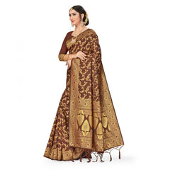 Generic Women's Banarasi Silk Saree With Blouse (Coffee, 5-6Mtrs)