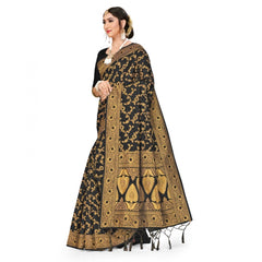 Generisches Banarasi-Seidensari mit Bluse für Damen (Schwarz, 5–6 m)