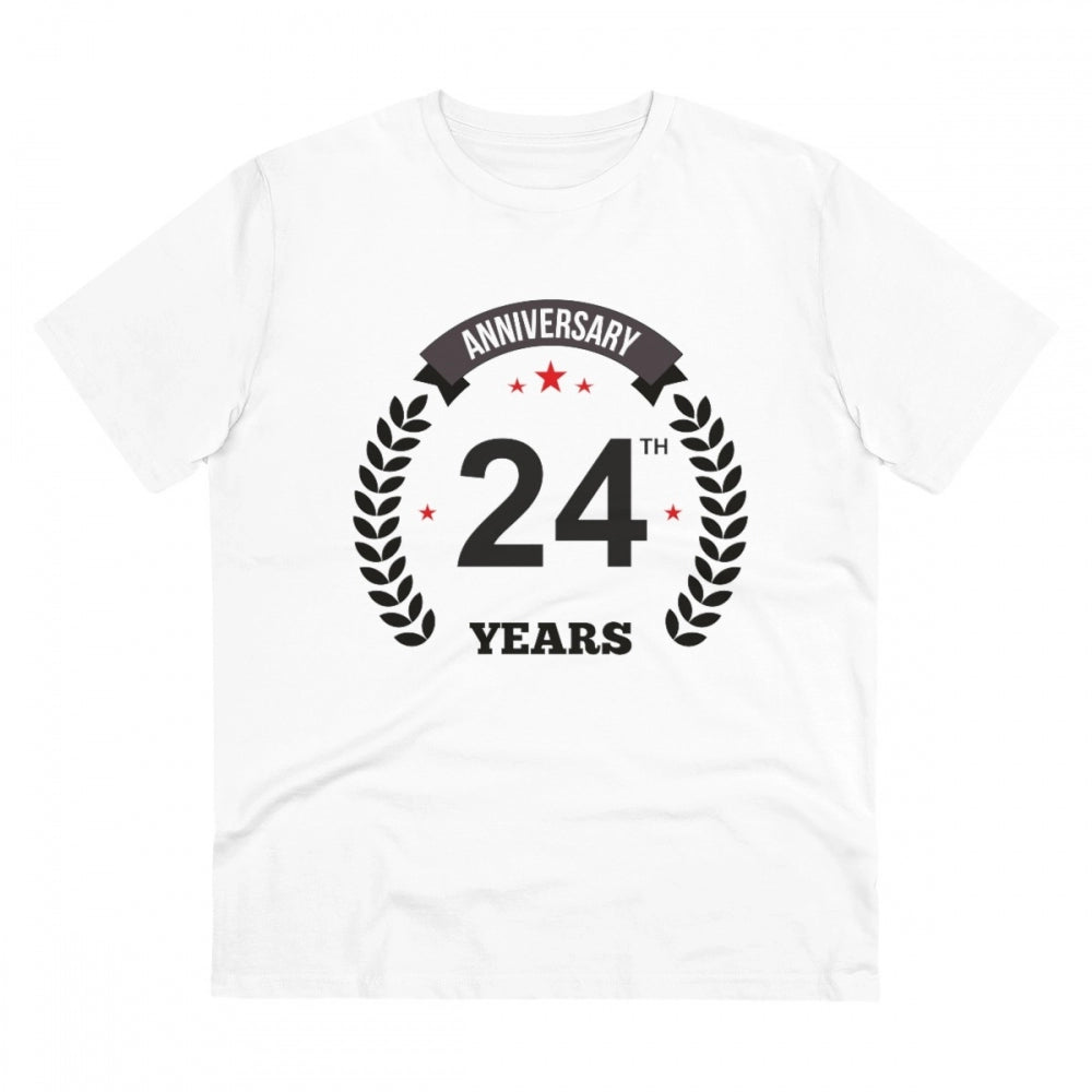 Generisches T-Shirt aus PC-Baumwolle mit Aufdruck „24. Jubiläum“ für Herren (Farbe: Weiß, Fadendichte: 180 g/m²)