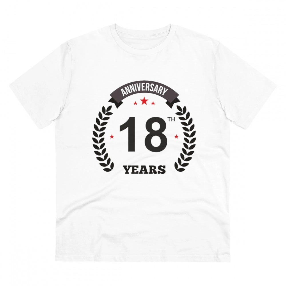 Generisches T-Shirt aus PC-Baumwolle mit Aufdruck „18. Jahrestag“ für Herren (Farbe: Weiß, Fadendichte: 180 g/m²)