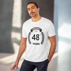 Generisches bedrucktes T-Shirt zum 48. Jahrestag aus PC-Baumwolle für Herren (Farbe: Weiß, Fadendichte: 180 g/m²)