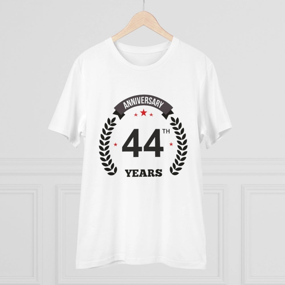 Generisches bedrucktes T-Shirt zum 44. Jubiläum aus PC-Baumwolle für Herren (Farbe: Weiß, Fadendichte: 180 g/m²)