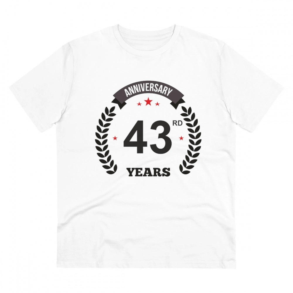 Generisches bedrucktes T-Shirt „43. Jubiläum“ aus PC-Baumwolle für Herren (Farbe: Weiß, Fadendichte: 180 g/m²)