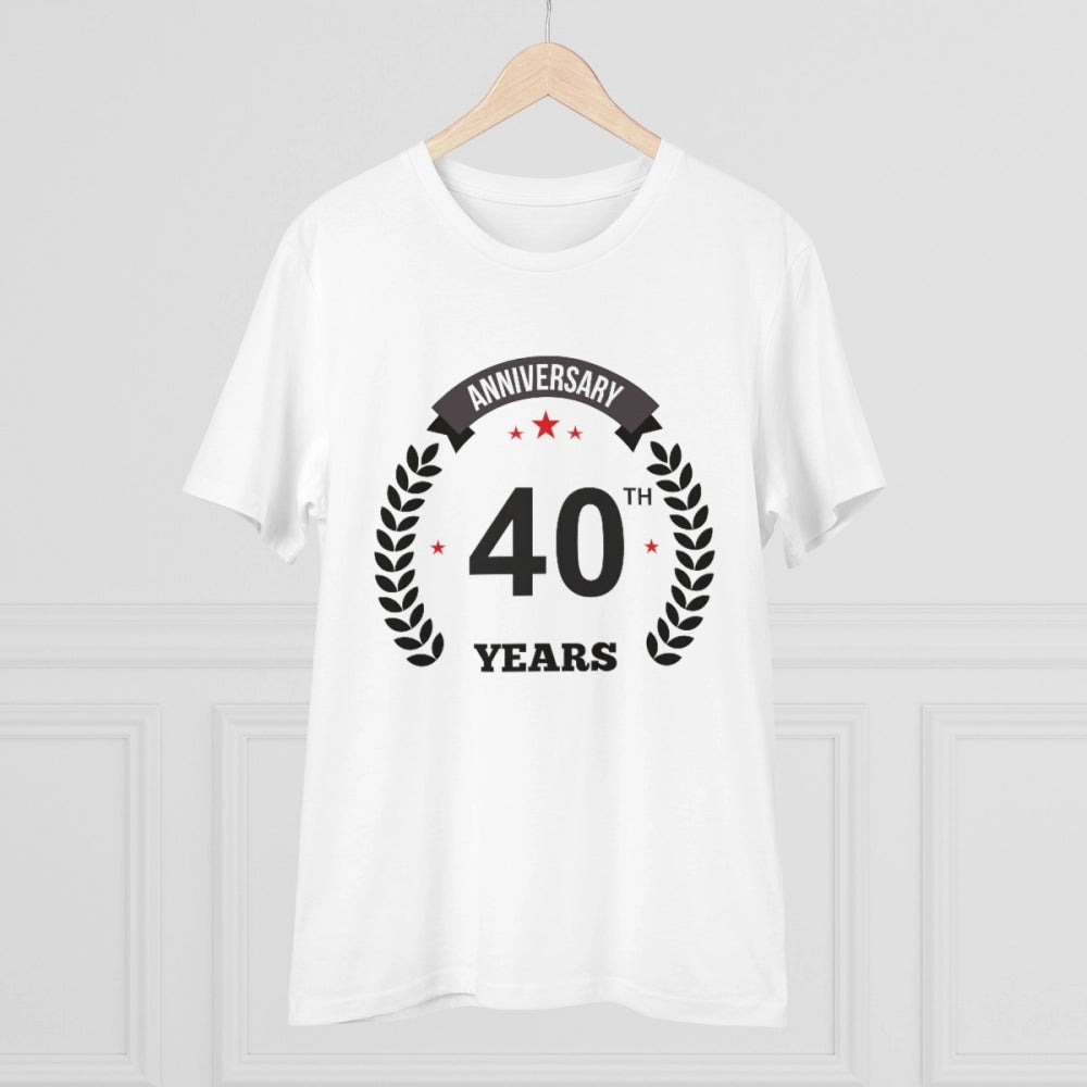 Generic Men's PC Cotton 40th Anniversary Printed T Shirt (Color: White, Thread Count: 180GSM)