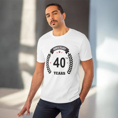 Generic Men's PC Cotton 40th Anniversary Printed T Shirt (Color: White, Thread Count: 180GSM)