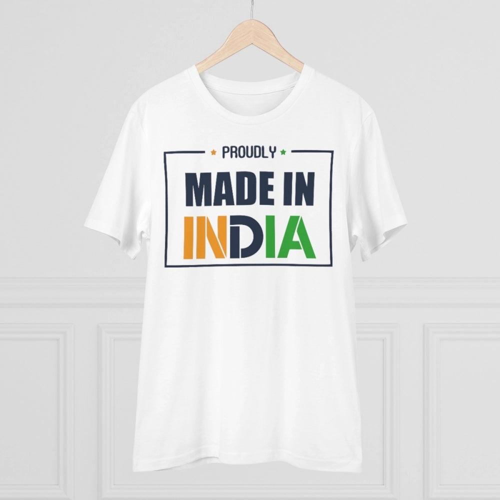 Generic Men's PC Cotton Made In India Printed T Shirt (Color: White, Thread Count: 180GSM)