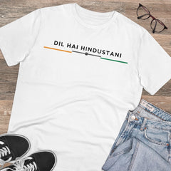 Generisches T-Shirt aus PC-Baumwolle mit „Dil Se Hindustani“-Aufdruck für Herren (Farbe: Weiß, Fadendichte: 180 g/m²)