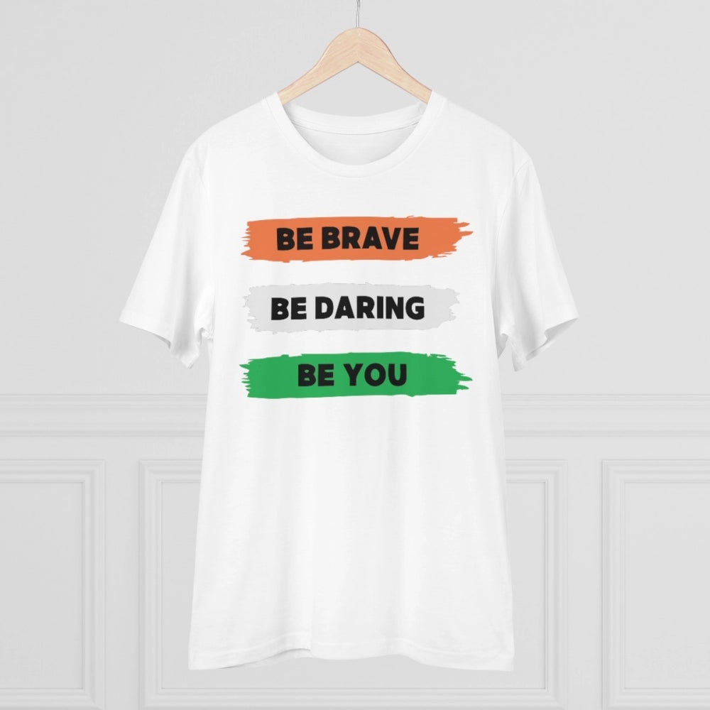 Generisches T-Shirt aus PC-Baumwolle mit Aufdruck „Be Brave Be You“ für Herren (Farbe: Weiß, Fadendichte: 180 g/m²)