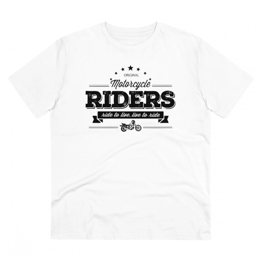 Generisches T-Shirt für Herren aus PC-Baumwolle mit Fahrradmotiv (Farbe: Weiß, Fadendichte: 180 g/m²)