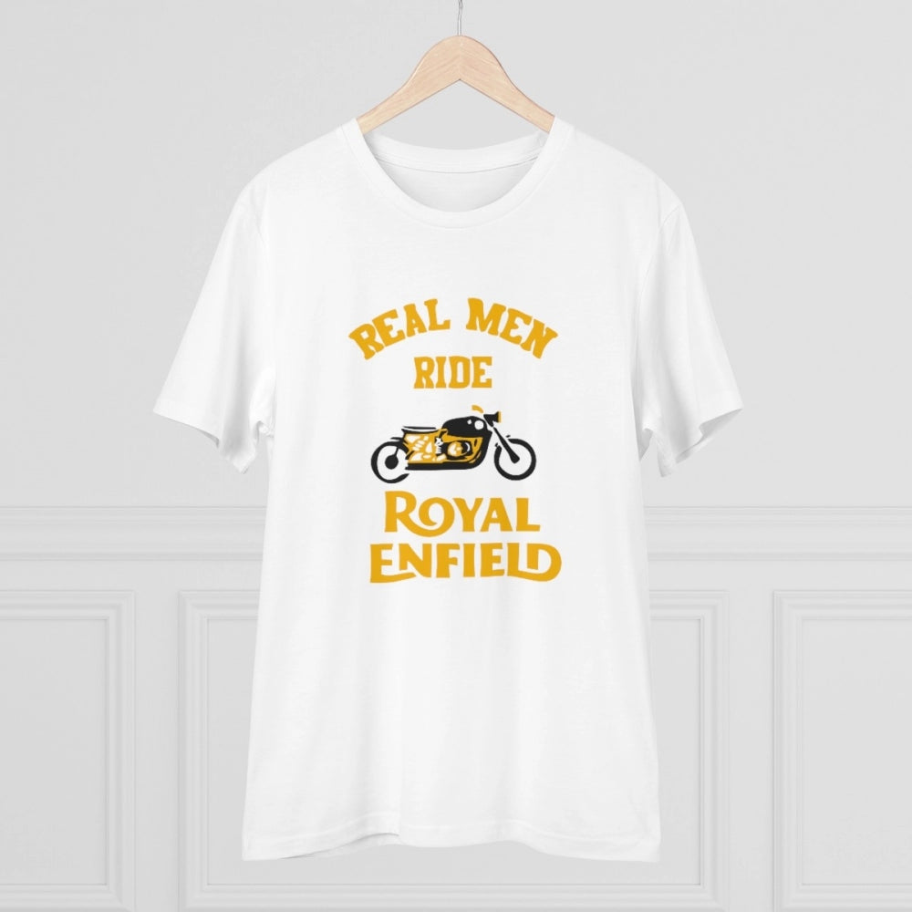 Generisches T-Shirt für Herren aus PC-Baumwolle mit Fahrradmotiv (Farbe: Weiß, Fadendichte: 180 g/m²)