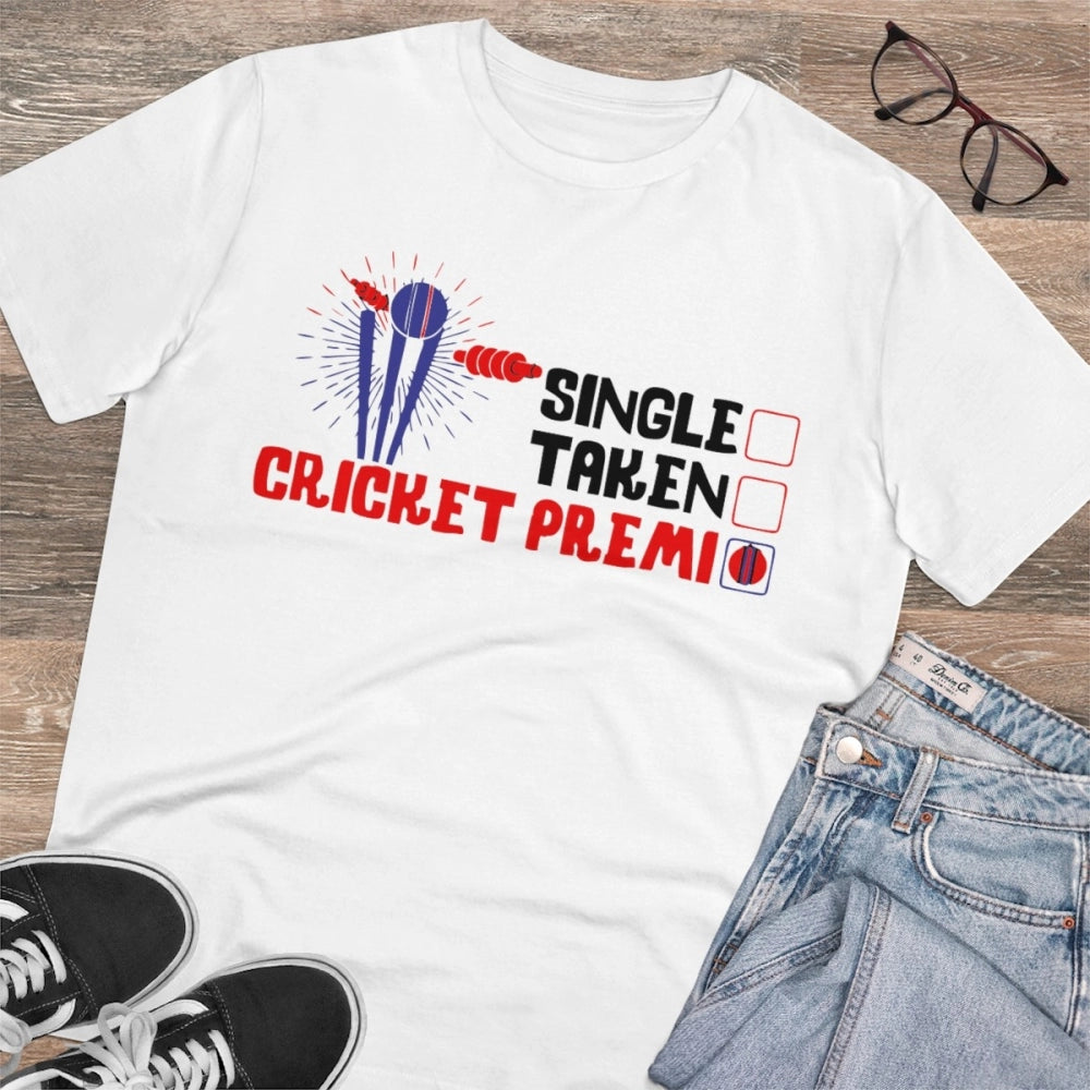 Generisches T-Shirt aus PC-Baumwolle für Herren mit Cricket-Design-Aufdruck (Farbe: Weiß, Fadendichte: 180 g/m²)