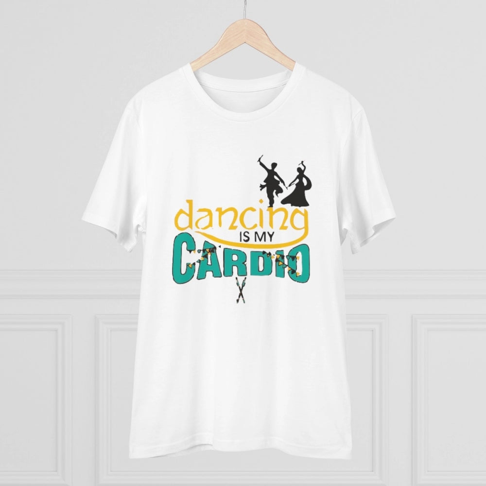 Generisches T-Shirt aus PC-Baumwolle mit Aufdruck „Dancing Is My Cardio“ für Herren (Farbe: Weiß, Fadendichte: 180 g/m²)