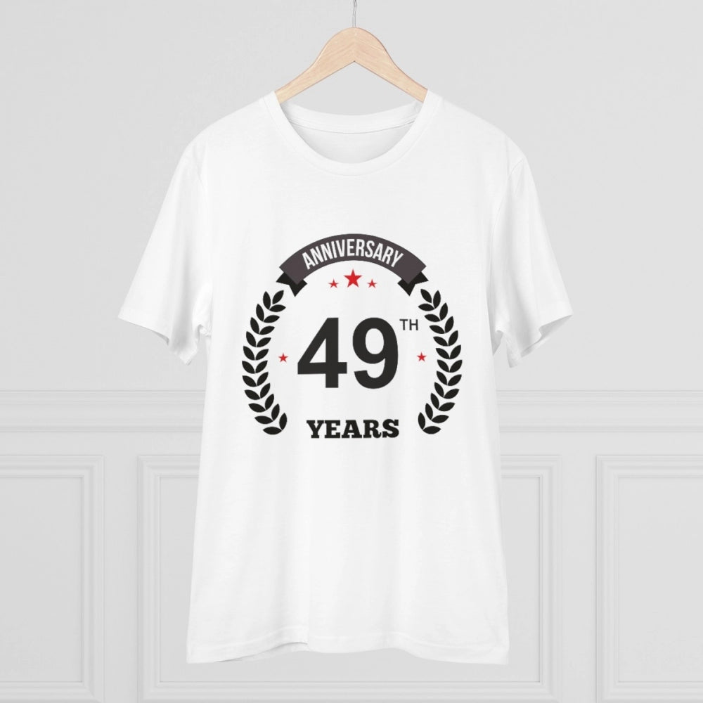 Generic Men's PC Cotton 49th Anniversary Printed T Shirt (Color: White, Thread Count: 180GSM)