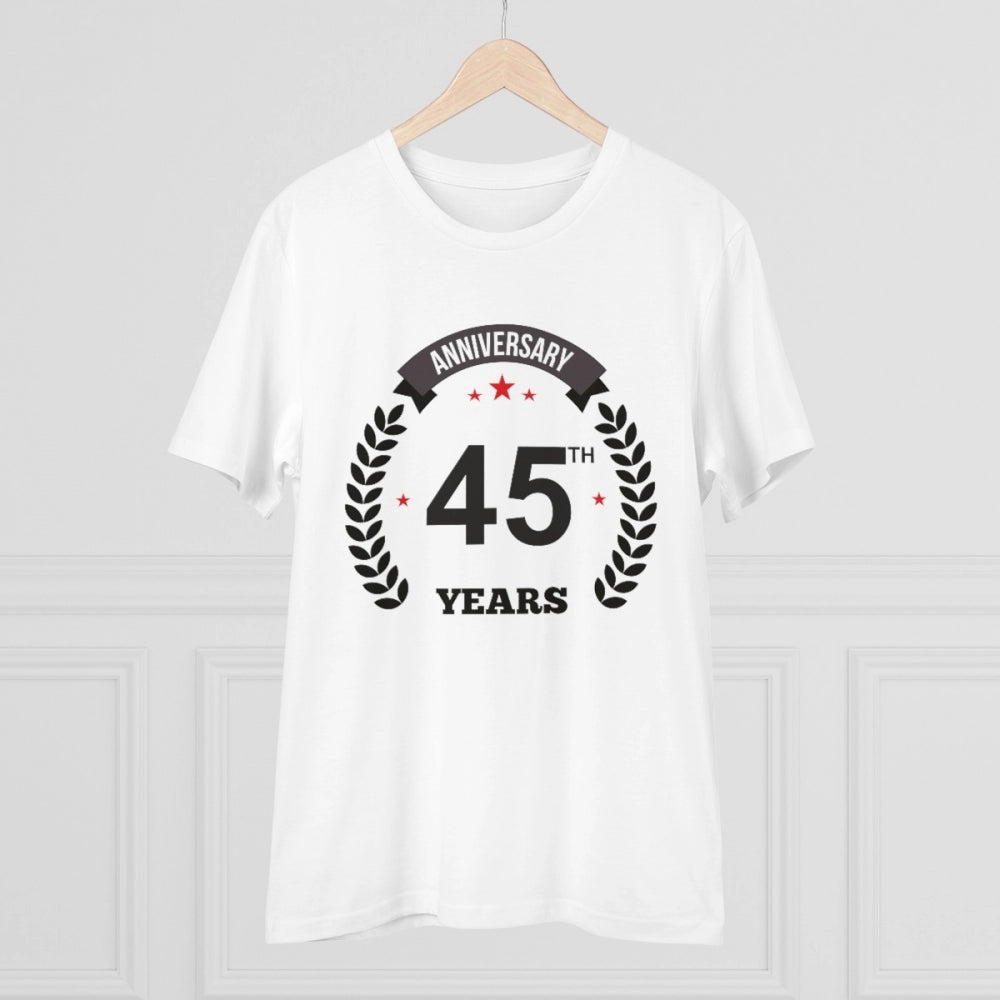 Generisches T-Shirt aus PC-Baumwolle mit Aufdruck zum 45. Jubiläum für Herren (Farbe: Weiß, Fadendichte: 180 g/m²)