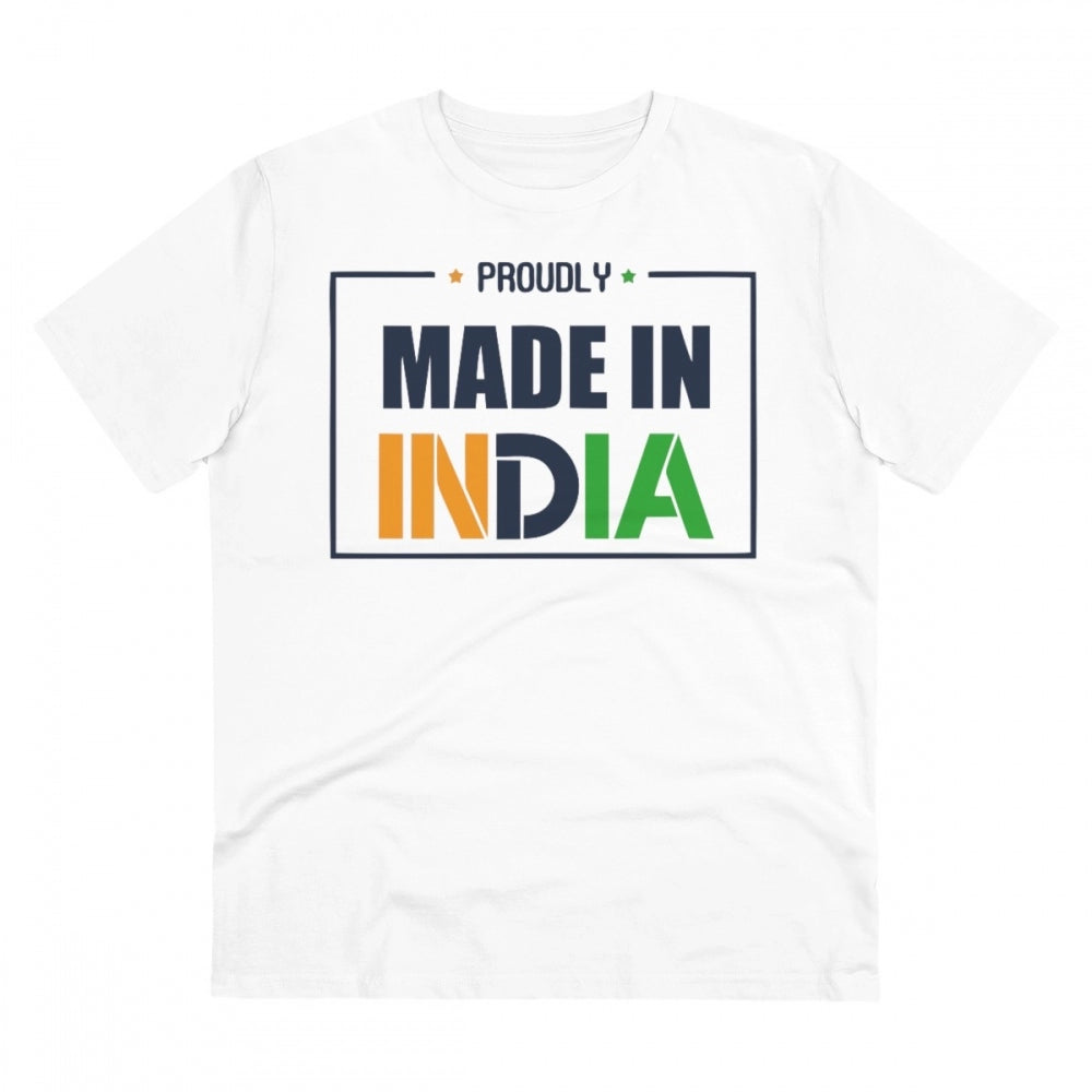 Generic Men's PC Cotton Made In India Printed T Shirt (Color: White, Thread Count: 180GSM)