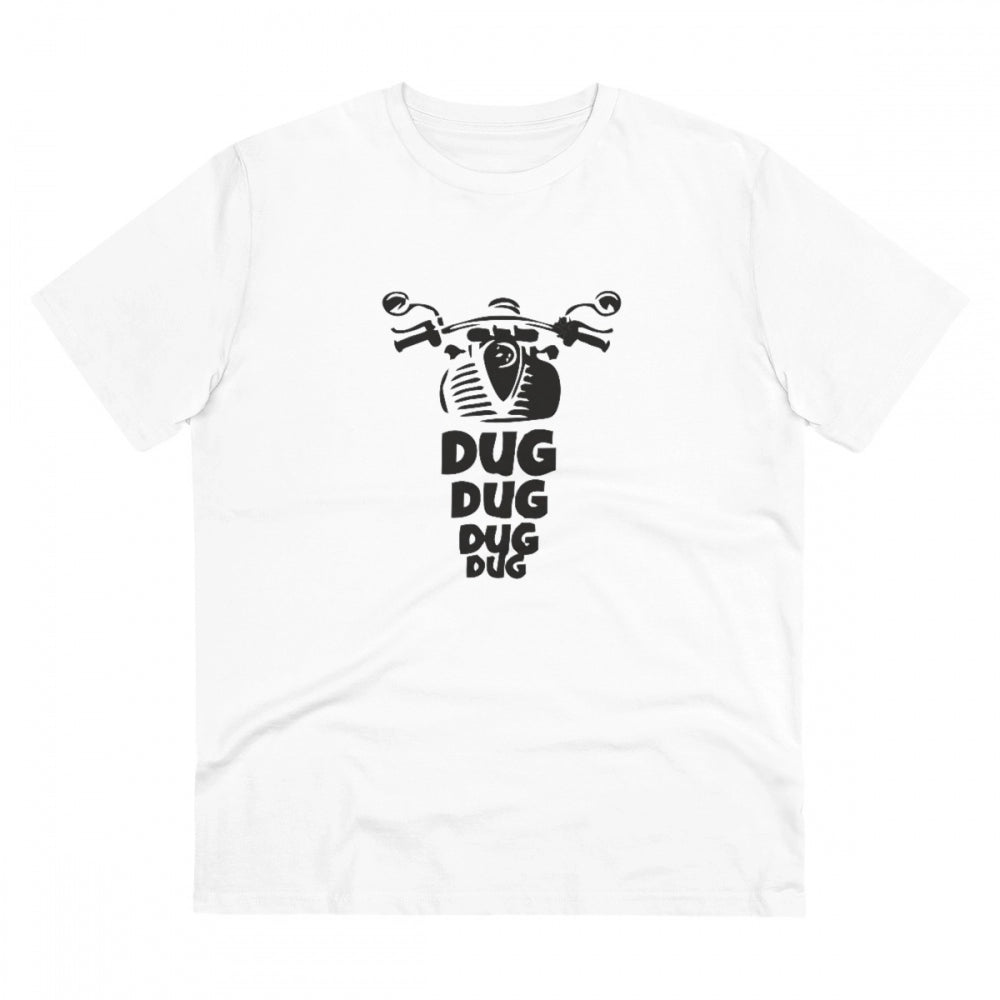 Generisches T-Shirt für Herren aus PC-Baumwolle mit Fahrradmotiv (Farbe: Weiß, Fadendichte: 180 g/m²)