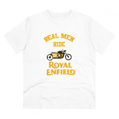 Generisches T-Shirt für Herren aus PC-Baumwolle mit Fahrradmotiv (Farbe: Weiß, Fadendichte: 180 g/m²)