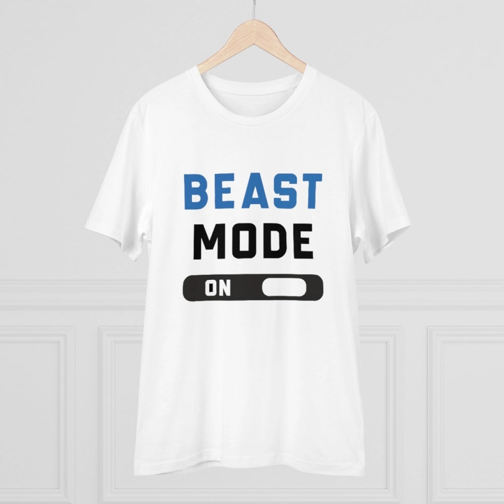 Generisches T-Shirt aus PC-Baumwolle mit Aufdruck „Beast Mode On“ für Herren (Farbe: Weiß, Fadendichte: 180 g/m²)