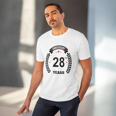 Generic Men's PC Cotton 28th Anniversary Printed T Shirt (Color: White, Thread Count: 180GSM)